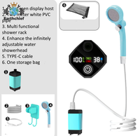 Pompe de douche électrique portable rechargeable 6000 mAh avec affichage numérique intelligent, plusieurs jets, chauffe-eau de camping 20 L en plastique