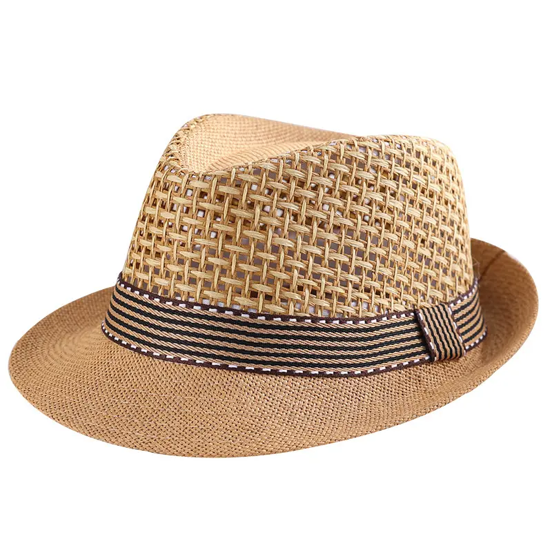 Kinderen Kids Zomer Strand Strooien Hoed Meisjes Jongens Zonnehoed Jazz Panama Fedora Hoed Gangster Cap Outdoor Ademend Hoeden