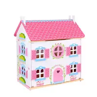 Best sale 3d happy family doll house bed kids big wooden furniture toys Tookytoy classic wooden doll house