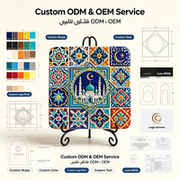 Panneau de carrelage en résine de style Iznik islamique personnalisé, ornement 3D, mosquée, croissant de lune, motif géométrique, décoration du Ramadan, vente en gros
