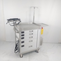 Chariot médical d'urgence, chariot médical d'urgence pour hôpital avec poubelle et roues