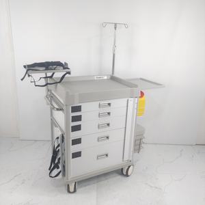 Chariot médical d'urgence, chariot médical d'urgence pour hôpital avec poubelle et roues - Product Image 2