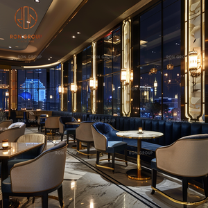 Juego de Muebles de <span class=keywords><strong>Restaurante</strong></span> Comercial de Alta Gama Ron Group, Mesa Redonda, Asientos en Forma de U con Tapicería de Terciopelo, Sillas de Cuero Personalizadas - Product Image 3