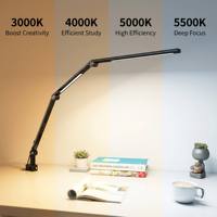 Lámpara de Escritorio LED con Control Táctil/Remoto, Luz Blanca Cálida/Dia, Base Metálica Plegable, Doble Fuente de Luz, 95 CRI, Cuidado de la Vista, para Estudio u Oficina