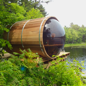 Fasssauna Outside Garden <strong>Wooden</strong> Red <strong>Cedar</strong> Panoramic View Barrel Sauna <strong>for</strong> <strong>Sale</strong> - Product Image 2