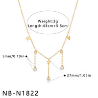 Collier élégant en acier inoxydable avec pendentif étoile perlée sur chaîne fine à pompons, breloques sophistiquées, vente en gros TGXL15482