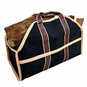 BSCI factory Supersized Canvas Firewood Wood Carrier bag Log <b>Camping</b> Outdoor Holder Carry <b>storage</b> bag Wood Canvas Bag - Product Image 1