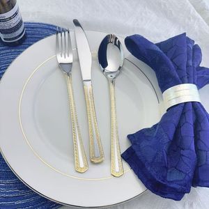 MYD, королевские Позолоченные куверты из нержавеющей стали, лидер продаж, нож в стиле Ближнего Востока, вилка, ложка, набор столовых приборов для свадьбы - Product Image 4