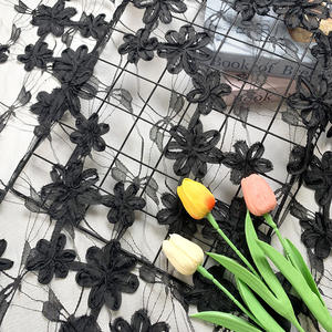 Encaje Chantilly de malla transparente con bordado floral elegante negro nigeriano para accesorios Aso Ebi y <span class=keywords><strong>ropa</strong></span> interior - Product Image 2