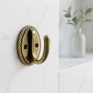 Ak Brass Plato Robe Hook, Plumbing, <b>Dummy</b>, Robe Hook with Brass Finished Metal Decorative Wall Hanger - Product Image 1