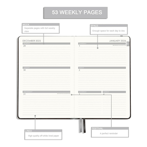 Agenda Semanal 2026, Encuadernada en Espiral, Tamaño A5, de Bolsillo, en Inglés, Eficiente, con Logotipo Personalizable, Ecológica, Planificador, Calendario - Product Image 3