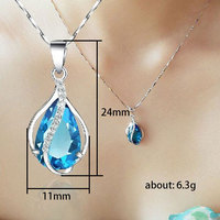 Colliers pendentifs en cristal bleu marine CAOSHI, nouvelle mode, pour femmes, mariage, imitation diamant, plaqué argent, bijoux