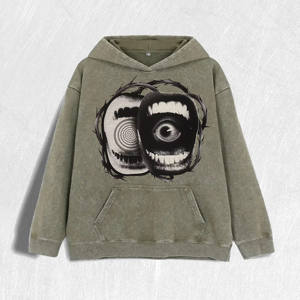 Felpa <span class=keywords><strong>con</strong></span> <span class=keywords><strong>Cappuccio</strong></span> Effetto Vintage <span class=keywords><strong>con</strong></span> Grafica Sorridente - Occhio, 100% Cotone, 6 Colori, Magazzino USA - Product Image 4