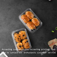 Récipient d'emballage alimentaire jetable en gros boîte d'emballage alimentaire carrée en plastique PET pour gâteaux