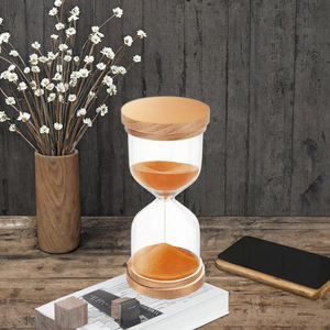 CNCJ Sablier en bois fait main de 60 minutes, orange - Petite décoration de bureau, cuisine, salle de classe, bureau, maison - Product Image 3