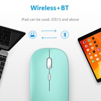 Ratón inalámbrico BT de modo Dual con función de escritorio, Mouse silencioso recargable con función de emparejamiento BT para ordenador portátil y PC, nuevo