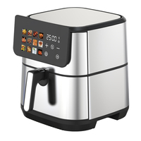 Anbolife Friteuse à air numérique 8L entièrement en acier inoxydable, antiadhésive, compatible lave-vaisselle, avec panier ou grille, élément chauffant en acier inoxydable SS304