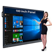Интерактивная панель 55-110 дюймов 4K UHD для школ, интерактивная доска с 20-точечным сенсорным управлением, Android/Windows