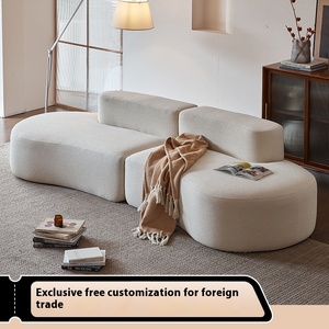 跨境舒适布艺组合沙发小公寓客厅弧形直排压缩海绵填充 - Product Image 3