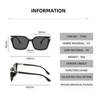 TWOOO T1905 OEM et ODM Lunettes de soleil carrées rétro polyvalentes et tendance, style Hot Girl, nouvelles lunettes, vente en gros d'usine