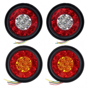 Piezas de Iluminación para Camiones de Alta Calidad, Luz Trasera Redonda de 4 Pulgadas de Doble Color con Anillo de Goma, Aplicable a Todos los Tipos de Camiones - Product Image 1