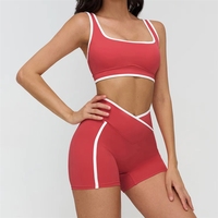 Ensemble de sport 2 pièces pour femmes, personnalisable avec logo, respirant, doux, extensible dans les 4 sens, sous-vêtements de sport, short taille haute pour la course quotidienne