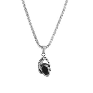 Stainless Steel Skull Pendant Necklace With Dragon Claw Design <b>Silver</b> Color For Men Women Fashion Jewelry 122039 - Product Image 3