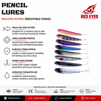 Échantillon Gratuit Leurre Crayon Micro Zig Zag Red Eyeds pour Pêche en Eau Salée, Coulant et Flottant, pour Poisson Culter Topmouth en Rivière