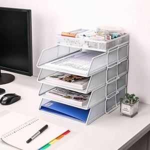 Metal A4 Paper <b>Filing</b> Trays 5 Tiers Stackable File Tray Mesh Desk File Organizer - Product Image 5