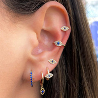 Accepter Boucles d'oreilles goutte personnalisées Blue Eye Design en argent 925 et plaqué or 18 carats Bijoux à clip d'oreille tendance pour filles