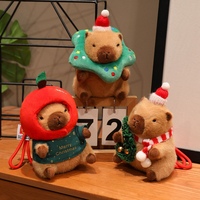 Porte-clés en peluche Capybara de Noël personnalisé, adorable Capybara en peluche avec chapeau pomme, porte-clés OEM ODM, jouet en peluche personnalisé
