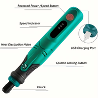 Stylo d'affûtage électrique sans fil 308, outil de polissage DIY pour ongles, mini-meuleuse rotative à 3 vitesses, perceuse à bijoux sans balais