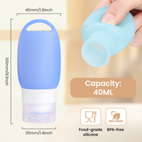 Ensemble de flacons de voyage portables en silicone de 40 ml, best-sellers, pour crème solaire, lotion, articles de toilette, cosmétiques, dentifrice, avec crochet