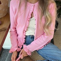 Personnalisé Automne Hiver Femmes Dentelle Design Décontracté Cardigan Tricoté Nouveau Style Pull à Manches Longues à la Mode Fabricant de Manteau de Finition