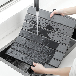 แผ่นรองจานแบบพับได้ แห้งเร็ว ทำจากดินเบา สำหรับวางบนเคาน์เตอร์ครัว - Product Image 6