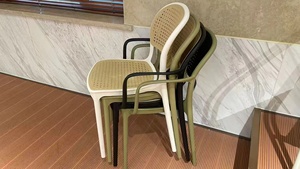 Chaises en plastique de conception moderne en vente chaude, pour la maison, le bureau, l'extérieur/l'intérieur, durables, empilables, en rotin PP, avec dossier - Product Image 3