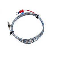 Probe Suhu Tipe K/E PT100 dengan Kabel Berlapis Logam dan Pelindung, Terminal U Fork, 0.2-5m, Kabel Kustom untuk Oven Cetak Injeksi