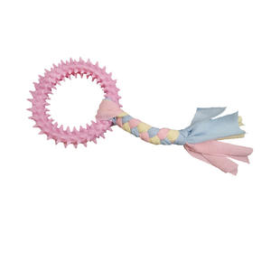 Résistant à mâcher TPR <span class=keywords><strong>dentition</strong></span> nettoyage dentaire jouets pour animaux de compagnie bandes de tissu de coton coloré anneaux à pointes pour chats et chiens - Product Image 6
