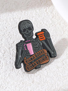 万圣节骷髅手指头胸字母保护你的和平骨架胸针合金翻领恐怖衣服帽子金属珐琅别针 - Product Image 6