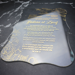 بطاقات دعوة زفاف, بطاقات دعوة زفاف من الأكريليك المفرد باللون الذهبي الأنيق مزودة بخريطة للحفلات وبطاقة التفاصيل الخاصة بالحفلات - Product Image 5