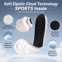 Semelles intérieures souples et élastiques Cloud Tech SPORTS avec base texturée et bulles, dessus en maille respirante, déodorant, lot de 2 paires, OEM Noir/Blanc