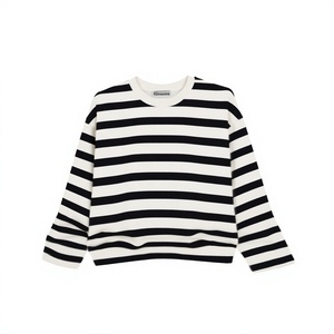 Sweat-shirt tricoté rayé à col rond pour femme, manches longues, décontracté, pour le printemps - Product Image 3