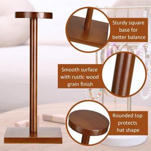 Wooden <b>Hat</b> Display Rack With Square Base Minimalist Wig Cap Helmet Jewelry Storage Desktop <b>Stand</b> - Product Image 1