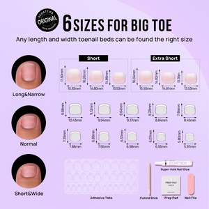 BTArtbox Uñas Postizas Francesas Personalizadas al por Mayor, Uñas Artificiales Cortas Cuadradas con Degradado Rosa, Uñas de Gel Suave para Pies - Product Image 6