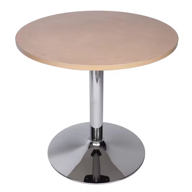 2024 Dining Table Design Solid Wood Table Top With Electroplated Trumpet Shape Table Base