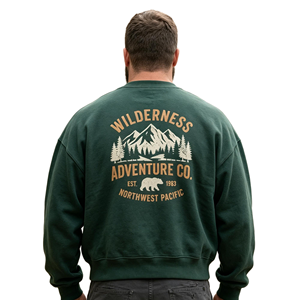 Felpa Casual da <span class=keywords><strong>Uomo</strong></span> con Stampa Vintage di Orso di Montagna, Stampa Digitale Personalizzata Kornit, Oversize, Autunnale - Product Image 3