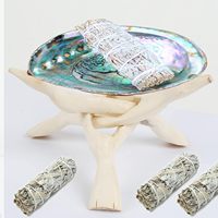 Trépied en bois naturel sculpté à la main, 3 pieds, support Cobra, parfait pour la présentation de boules de cristal, coquilles d'ormeau, Reiki, Wicca et décorations éthniques.