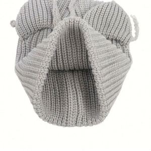 หมวกไหมพรมหูปีศาจสุดฮิตสำหรับเทศกาลฮาโลวีน ลายทางหนาเก๋ไก๋ น่ารัก อุ่นสบายสำหรับฤดูหนาว - Product Image 4