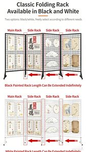 Présentoir de sol pliable polyvalent, hauteur <span class=keywords><strong>160</strong></span>-200 cm, cadre en fer peint, grille en fil de fer de 3,5 mm pour galeries et marchés nocturnes - Product Image 3