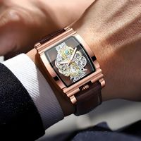 Nouvelle Montre Cyber Célébratoire Brevetée 2022 pour Homme, Boîtier Carré Transparent, Mouvement Squelette à Visiblité Totale, Étanche, Modèle International